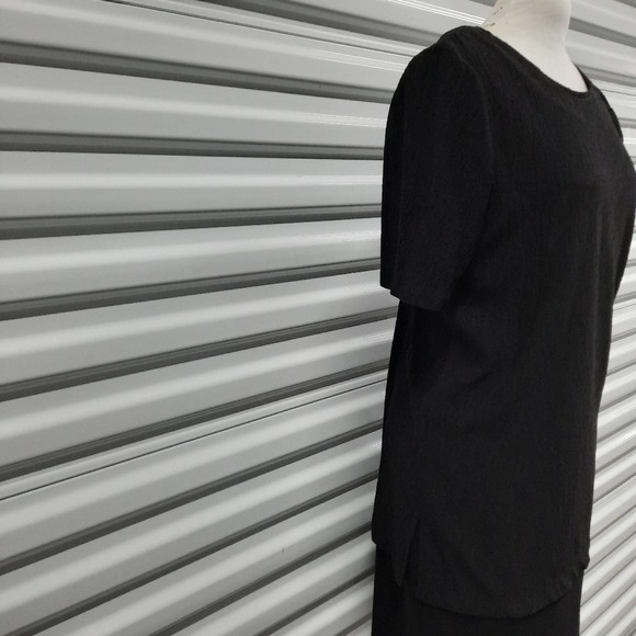 Liz Baker Top Blouse Womens Medium Black Short Sleeve - Picture 2 of 9